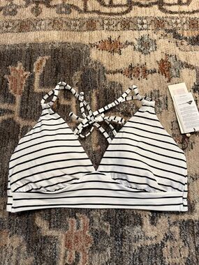 Striped Black and White Bralette Bikini Top